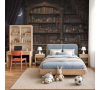 Papel Pintado 3D Biblioteca Mágica Misteriosa Cielo Estrellado Estantería 300X210Cm Marrón Oscuro Xxl Fotomurales Tejido No Tejido Murales Decorativos Pared Papel Tapiz Moderna Dormitorio Para La Sala