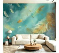 Papel pintado clásico Art Deco Panorámico Abstracto Pluma, decoración de pared, 400 x 280 cm, papel pintado no tejido para dormitorio, salón, cocina, oficina, comedor