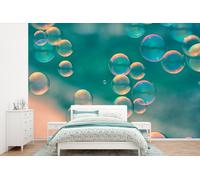Papel pintado con motivos de burbujas sobre fondo azul - Ancho 330 cm x Alto 220 cm