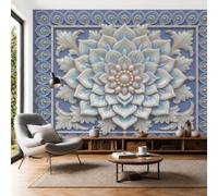 Papel Pintado de Tela Seda, Estilo Europeo Relieve Pluma De Loto Pavo Real Papel Pintado Decorativos del Hogar, Revestimiento Decorativo de Tela Seda para Sala de Estar Y Dormitorio 250 x 175cm