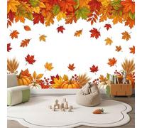 Papel pintado fotográfico con diseño de calabaza, planta y calabaza, 400 x 280 cm, impresión artística no tejida, póster decorativo para decoración de pared, papel tapiz minimalista de hojas de otoño
