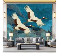Papel pintado fotográfico con olas del océano, animales, grullas, 350 x 256 cm, mural de pared no tejido para dormitorio de niños, oficina, decoración del hogar, arte de pared oriental para sala de
