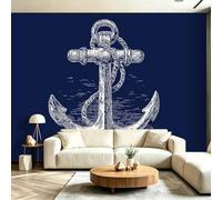 Papel pintado fotográfico de 300 x 210 cm, murales de pared con cuerda de ancla, mural minimalista náutico no tejido, papel tapiz fotográfico grande para sala de estar, dormitorio, cocina, oficina