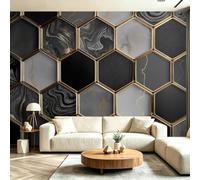 Papel pintado fotográfico de 300 x 210 cm, murales de pared geométricos de mármol, moderno mural de cuadrícula de panal no tejido, papel tapiz fotográfico grande para sala de estar, dormitorio, cocina