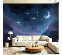 Papel pintado fotográfico de estrellas, luna y nubes, 400 x 280 cm, no tejido, mural de pared 3D para sala de estar, cielo nocturno de ensueño, póster artístico para dormitorio, habitación de los