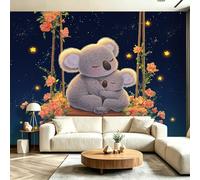 Papel pintado fotográfico de koala de animales florales, 400 x 280 cm, mural de pared no tejido para dormitorio de niños, oficina, decoración del hogar, acuarela de dibujos animados para sala de estar