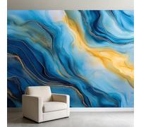 Papel pintado fotográfico de mármol abstracto azul, 250 x 175 cm, mural de pared no tejido, papel pintado 3D, decoración artística para salón, dormitorio, decoración de dormitorio, color azul