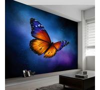 Papel pintado fotográfico efecto 3D Insectos Y Mariposas Surrealistas 500 x 280 cm Fotomurales Tejido No Tejido Murales Fotográfico Moderno Decoración de Paredes para salón o dormitorio, Azul