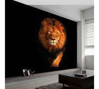 papel pintado fotográfico El León Es Increíblemente Realista, 500 x 280 cm Fotomurales no Tejido Papel Pintado Decoración de Pared moderna, Decorativos Murales para Dormitorio Salón TV Pared, Negro