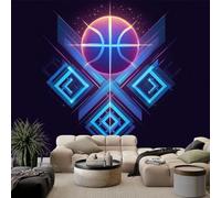 Papel pintado fotográfico negro 350 x 256 cm, diseño de icono del juego, universo baloncesto, no tejido, impresión artística de alta calidad, decoración de vellón, póster moderno, para dormitorio