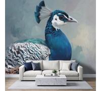 Papel pintado fotográfico no tejido de 400 x 280 cm, animales salvajes papel pintado panorámico de alta calidad, para sala de estar y dormitorio, Pavo real revestimiento de pared