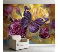 Papel pintado fotográfico panorámico 3D, animales de fantasía, mariposas, floral, no tejido, impresión artística de alta calidad, mural de pared, papel pintado fotográfico, decoración para dormitorio