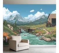 Papel pintado fotográfico panorámico 3D con animales, lobo, mariposa, rosa, no tejido, impresión artística de alta calidad, papel pintado fotográfico, póster decorativo para habitación de niños, 350 x