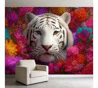 Papel pintado fotográfico rosa, 400 x 280 cm, diseño floral de animales, tigre, no tejido, impresión artística, forro polar, decoración moderna, para dormitorio, sala de estar