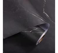Papel pintado mate grueso patrón de mármol gris autoadhesivo papel tapiz impermeable película muebles encimera de cocina a prueba de aceite adhesivo de pared de roca (Color: negro, tamaño: 80 cm x 300