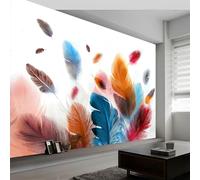 Papel Pintado Murales Elegante Textura De Pluma Animal Fotomurales Tejido No Tejido, Murales Fotográfico Moderno Decoración de Paredes para sala, Blanco, 450 x 280 cm