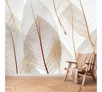 Papel pintado no tejido botánico Minimalista Hojas de nervios Líneas Naturaleza Mural XXL Póster de pared Tapiz Panorámico Foto Papel pintado para dormitorio salón infantil, 400 x 280 cm