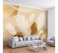 Papel pintado no tejido de alta calidad con efecto 3D (300 x 210 cm), diseño vintage de plumas y plumas de animales, impresión HD, decoración de pared ecológica para sala de estar y dormitorio