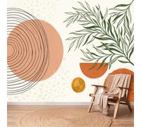 Papel pintado no tejido minimalista Boho Orange Círculos Rameaux Arches Decoración de pared XL Póster de pared Tapiz Panorámico Foto Papel pintado para dormitorio salón infantil, 250 x 175 cm