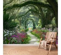 Papel pintado no tejido Pastoral Botánico Sendero Floral Árboles Arco Decoración Pared XXL Póster Cuadros de Pared Tapiz Panorámico Foto Papel pintado para dormitorio salón infantil 400 x 280 cm