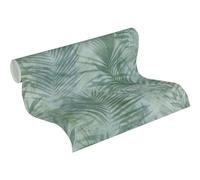 Papel Pintado Palmeras Neue Bude 2.0 Ed.II Papel pintado tejido no tejido 10.05 m x 0.53 m Verde Azul Gris Fabricado en Alemania de A.S. Création 374111 37411-1