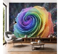 Papel Pintado Panorámico 3D 250x175cm Pétalos De Rosa Arcoíris Fotomurales Pared Seda Lujo De Ensueño Fotográfico XXL Decorativos Murales para Dormitorio Salón Estudio, Azul-Púrpura