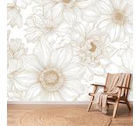 Papel pintado panorámico minimalista botánico flores peonías follaje hojas 3D de pared de diseño, tapiz fotográfico para sala de estar, dormitorio infantil, decoración de pared sin tejer, 200 x 140 cm