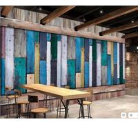 Papel Pintado Retro Color Nostálgico 3D Bloque De Madera Grano De Madera Bar KTV Té De La Tarde Cafetería Fondo Mural Restaurante Occidental Papel Pintado,3D,350x245cm