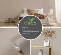 Papel Pintado Uni Con Efecto Lino PVC Libre - Marrón, Beige
