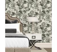 Papel pintado vinílico ecológico de flamencos flores y plantas - Flamingo Palace 680665 de GAULAN - Rollo de 10 m x 0,53 m Black 10m x 0.53m roll