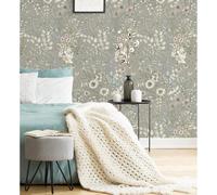 Papel pintado vinílico ecológico lavable flores y plantas hojas silvestres - Marseille 679381 de GAULAN - Rollo de 10 m x 0,53 m Blue 10m x 0.53m roll