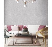 Papel pintado vinílico efecto tela alzada con alto relieve - Kremling Curtains 681141 de GAULAN - Rollo de 10 m x 1,06 m Gray