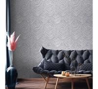 Papel pintado vinílico efecto tela alzada con alto relieve - Kremling Curtains 681143 de GAULAN - Rollo de 10 m x 1,06 m Gray 10m x 1.06m roll