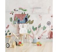 Papel pintado vinílico mural infantil con casitas de cuento de hada en árboles - Baby Wonderland 683240 de GAULAN - 3,71 m x 2,80 m 3.71 m x 2.80 m