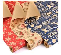 Papel Regalo Navideño, 70cm x 10M - PACK 3/6/12 Rollos de Papel de Embalaje de Navidad Reciclables Papel Kraft Caja de Navidad Regalo Embalaje Decoración de Regalo de Cumpleaños Gran surtidos de