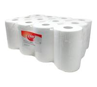 Papel secamanos mini mecha doble capa laminado gofrado Clim Profesional. Pack 12 rollos