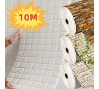 Papel tapiz 3D autoadhesivo, decoración de ladrillo de espuma antigua, sala de estar, dormitorio, pegatina de pared impermeable, 70cm x 1/5/10m white