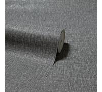 Papel Tapiz Arthouse Texturizado De Yute Gris Carbón 295000