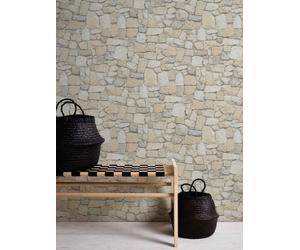 Papel Tapiz Autoadhesivo | Efecto 3D de Piedra Natural - Beige, Crema