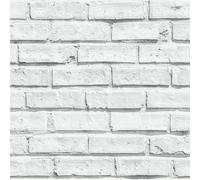 Papel Tapiz Blanco Estilo Rústico Efecto 3D Ladrillo - Arthouse 623004