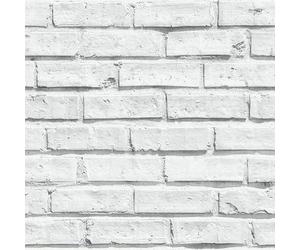 Papel Tapiz Blanco Estilo Rústico Efecto 3D Ladrillo - Arthouse 623004