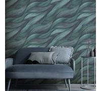 Papel Tapiz Casual Chic Onda Abstracta 10257-18 Azul Efecto 3D Vinilo Erismann