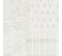 Papel Tapiz Con Patrón Floral Estilo Campestre - Gris, Blanco