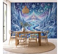Papel tapiz fotográfico Nieve Y Hielo Paisaje Murales de dormitorio para niños Fondo de Cañones Castillos Pared Pintado Papel tapiz dormitorio de estar sala sofá mural- 300 x 210cm