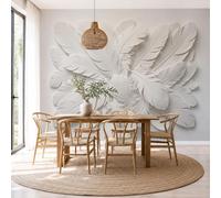 Papel tapiz fotográfico Simple Relieve Murales de dormitorio para niños Fondo de 3D Pluma Textura Pared Pintado Papel tapiz dormitorio de estar sala sofá mural- 200 x 140cm