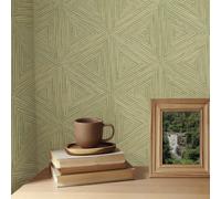 Papel Tapiz Geométrico Boho Rasch 571288 Verde Texturizado