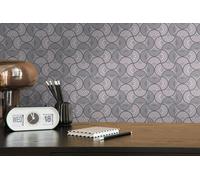 Papel Tapiz Gráfico Con Patrón De Puntos Y Medias Círculos - Taupe, Gris, Crema