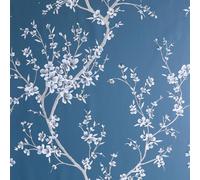 Papel Tapiz Mate Brillante Floral Intrincado Oriental Azul Arthouse 692805