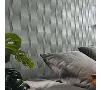 Papel Tapiz Metálico Geométrico Erismann Efecto 3D - Gris Y Plata 10046-10