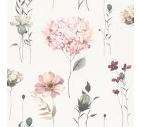Rasch Papel pintado 300642 - Papel pintado no tejido blanco con flores y flores de colores en imitación de acuarela - 10,05 m x 0,53 m (largo x ancho)
